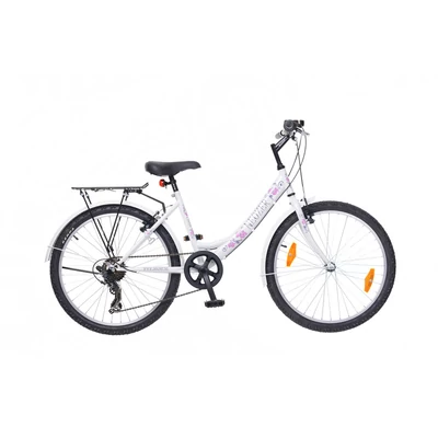 Neuzer 24"-os gyerek bicikli Cindy City 6S lány fehér/pink