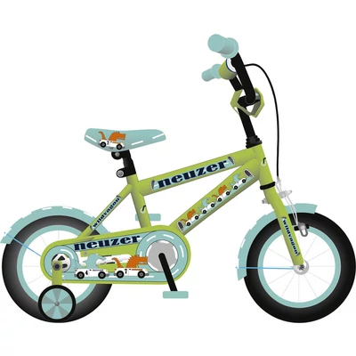 Neuzer 12"-os gyerek bicikli BMX fiú neonzöld/cián